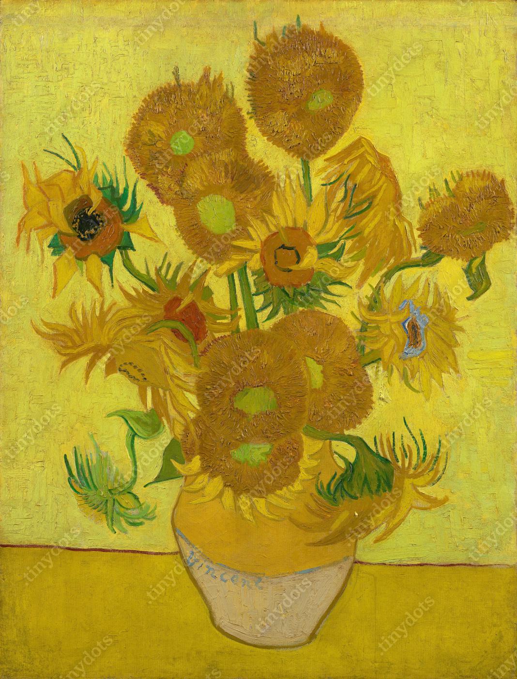 Ingelijste afbeelding op canvas Vincent van Gogh Zonnebloemen 1889