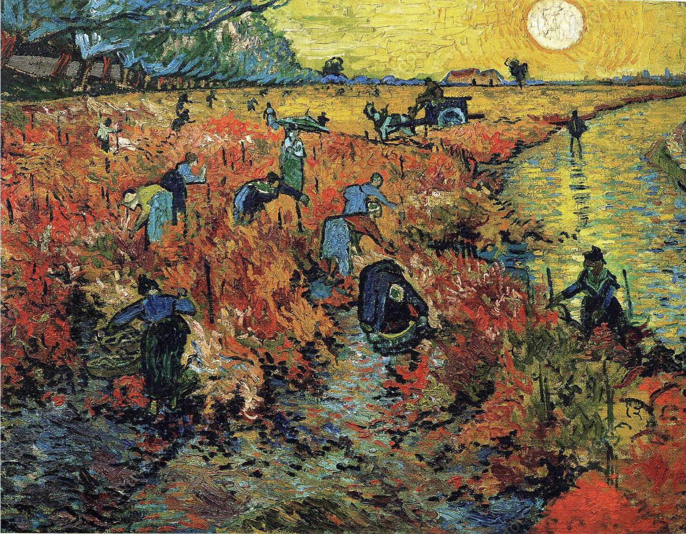 Ingelijste afbeelding op canvas Vincent van Gogh Red vineyards 1888