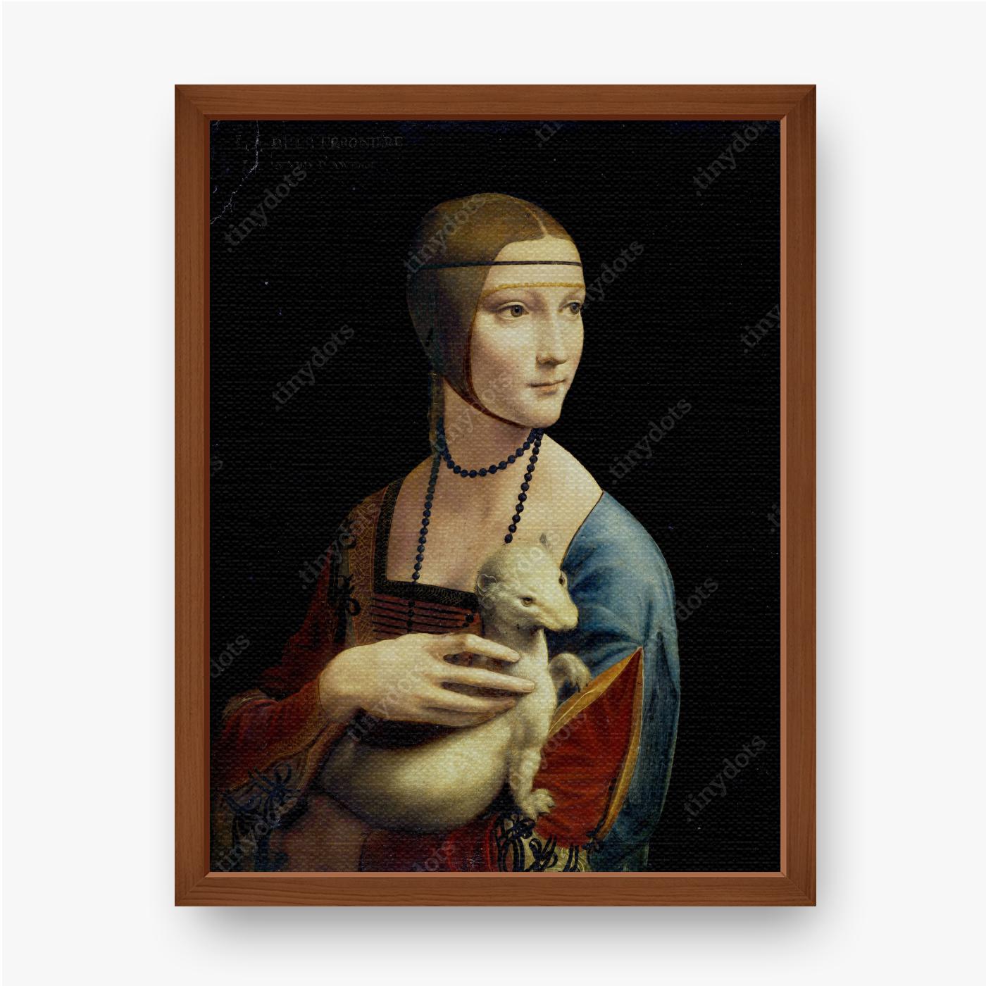 Ingelijste afbeelding op canvas Leonardo da Vinci De dame met de hermelijn 1488
